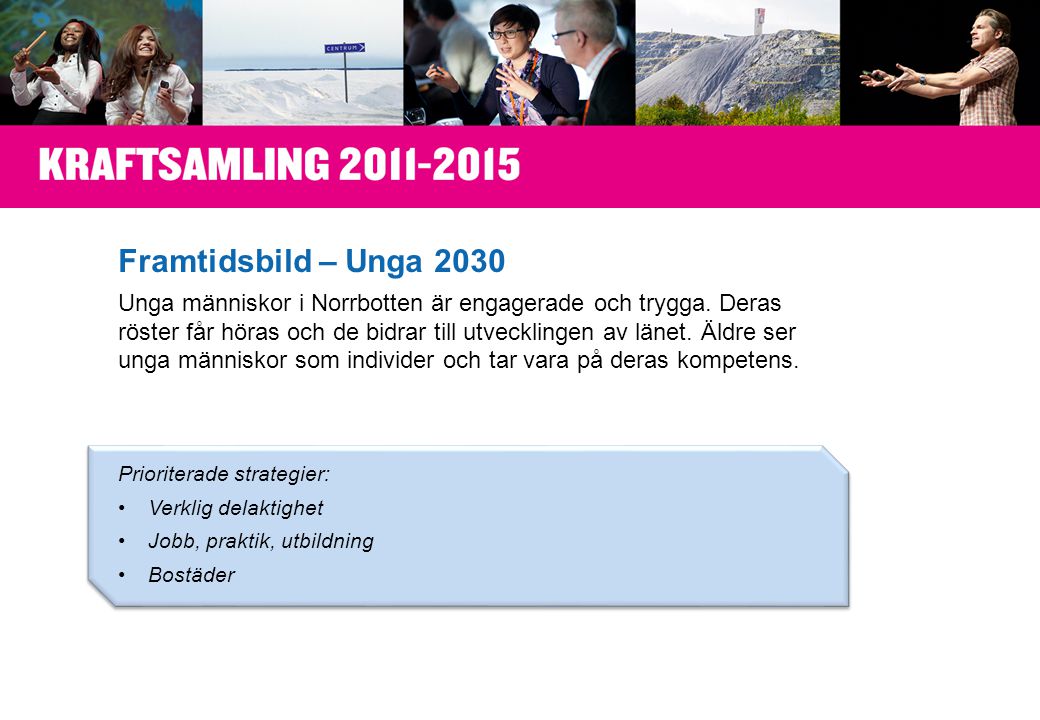 Framtidsbild – Unga 2030 Unga människor i Norrbotten är engagerade och trygga.