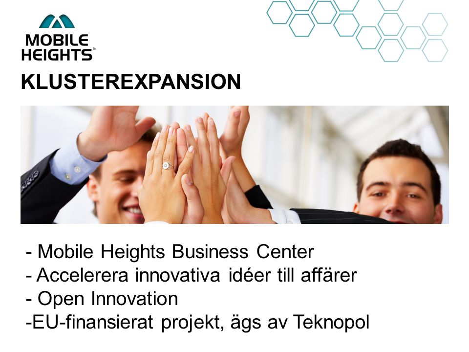 OWN LOGO KLUSTEREXPANSION - Mobile Heights Business Center - Accelerera innovativa idéer till affärer - Open Innovation -EU-finansierat projekt, ägs av Teknopol