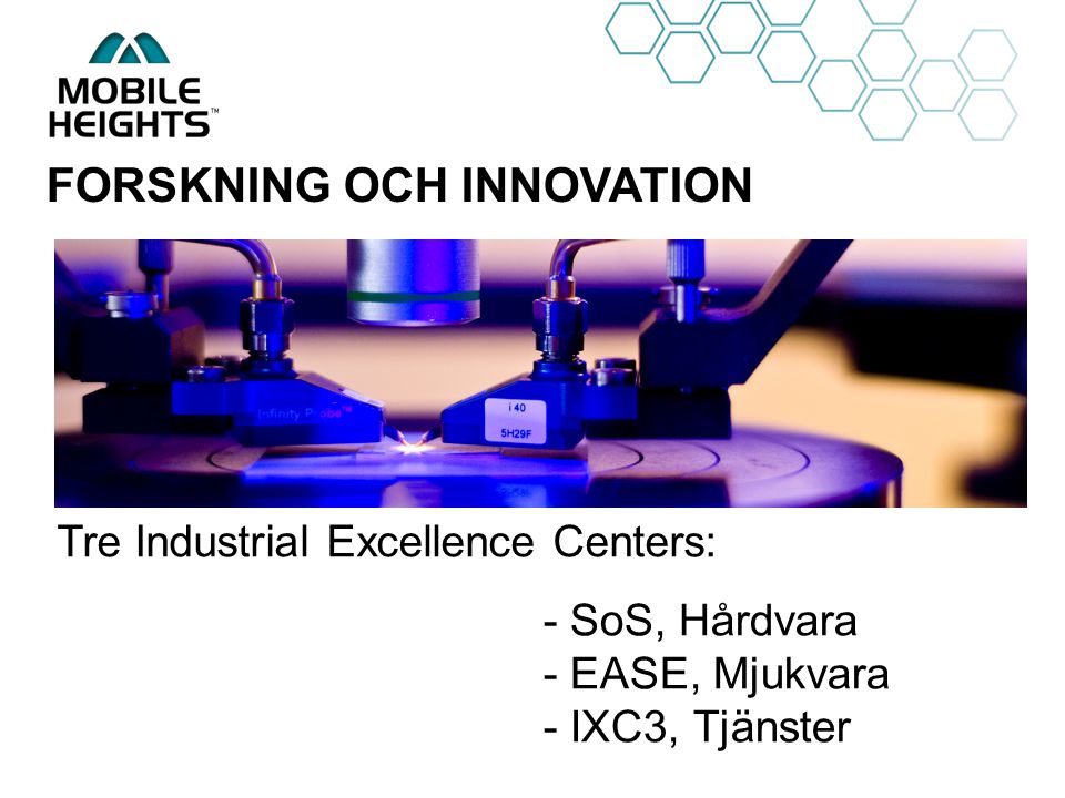 OWN LOGO FORSKNING OCH INNOVATION - SoS, Hårdvara - EASE, Mjukvara - IXC3, Tjänster Tre Industrial Excellence Centers: