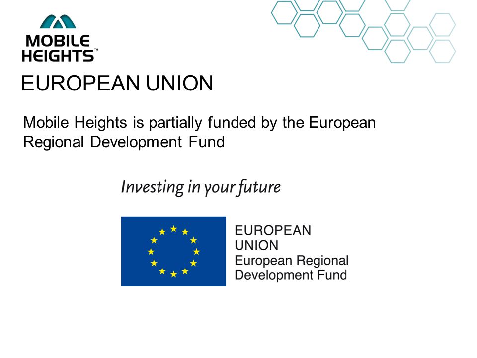 OWN LOGO Mobile Heights is partially funded by the European Regional Development Fund EUROPEAN UNION