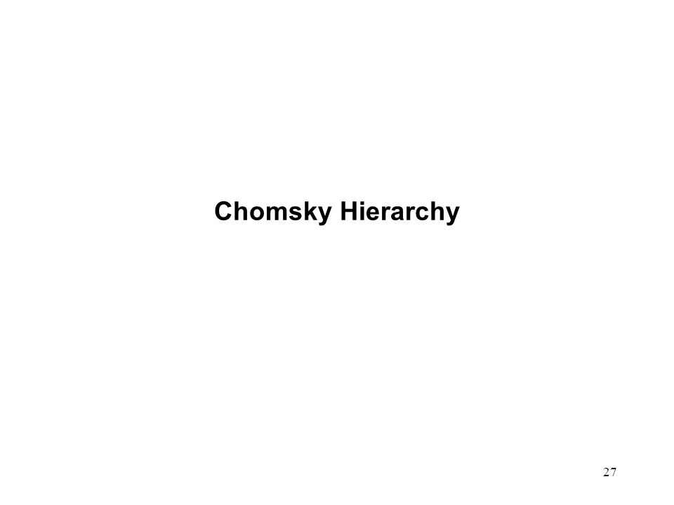 27 Chomsky Hierarchy
