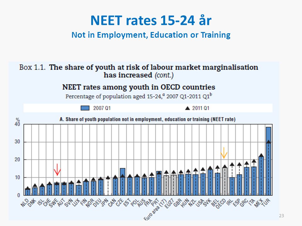 NEET rates år Not in Employment, Education or Training 23