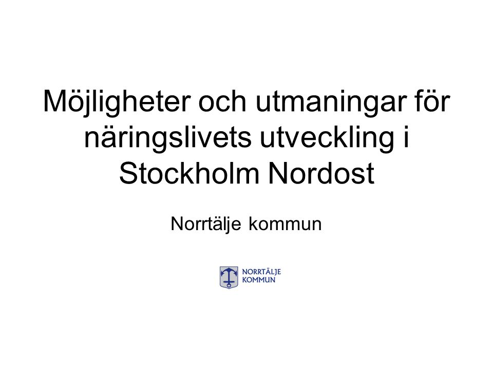 Möjligheter och utmaningar för näringslivets utveckling i Stockholm Nordost Norrtälje kommun