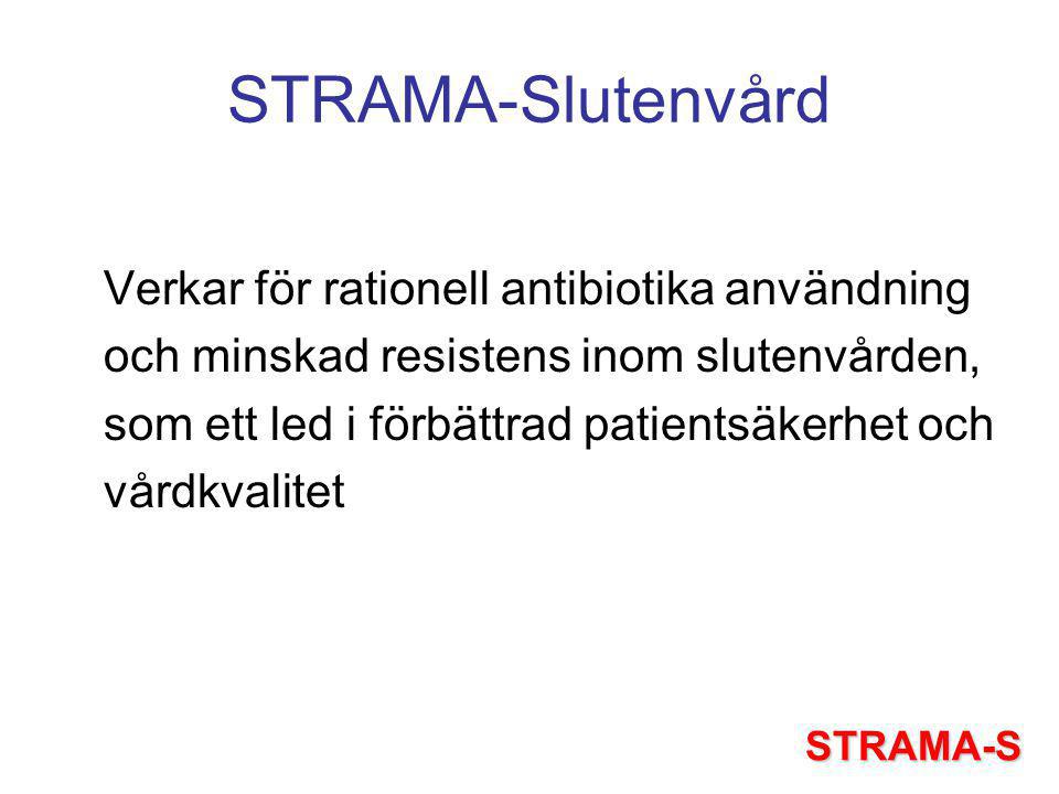 STRAMA-Slutenvård Verkar för rationell antibiotika användning och minskad resistens inom slutenvården, som ett led i förbättrad patientsäkerhet och vårdkvalitet STRAMA-S
