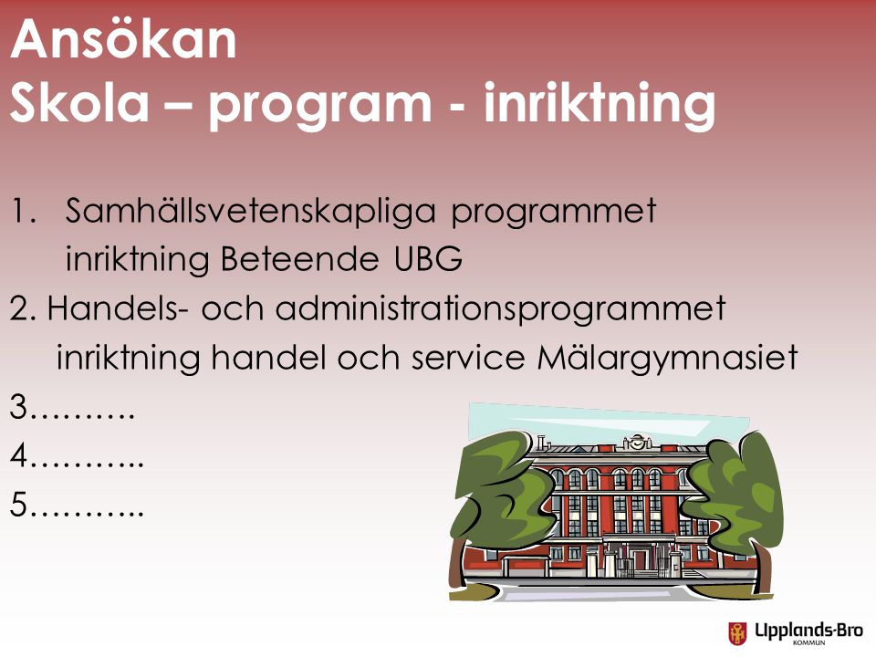 1. Samhällsvetenskapliga programmet inriktning Beteende UBG 2.