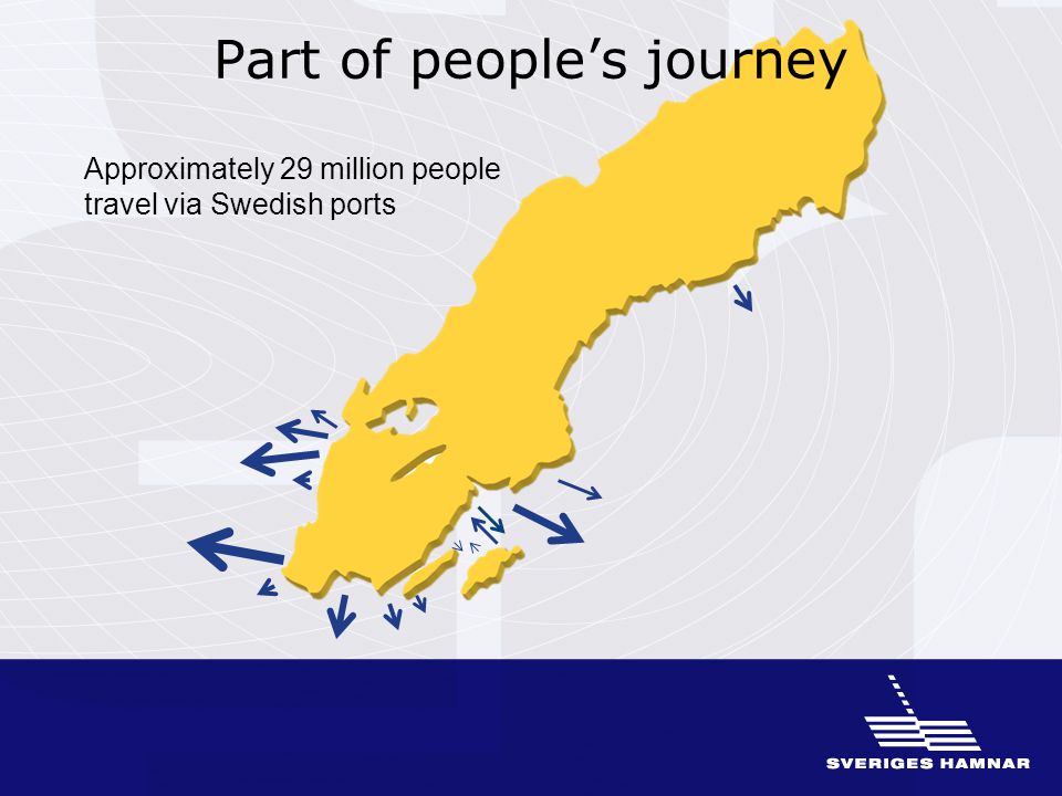 Part of people’s journey Approximately 29 million people travel via Swedish ports