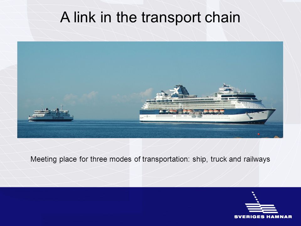 A link in the transport chain Meeting place for three modes of transportation: ship, truck and railways